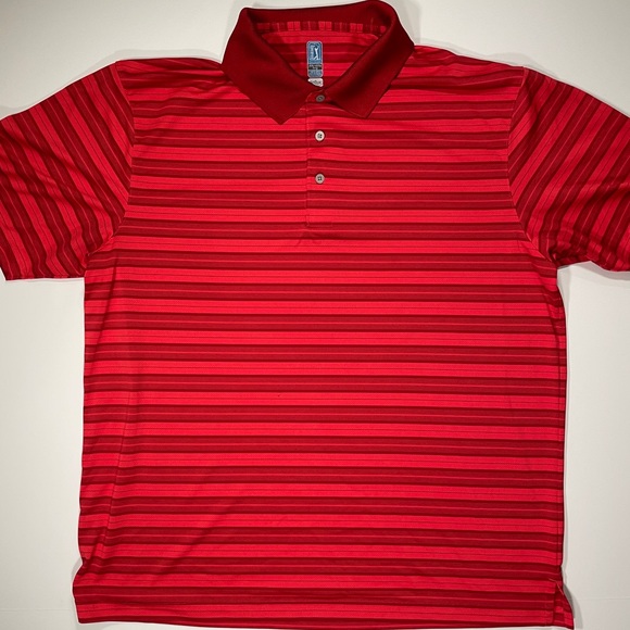 PGA Tour Golf Men’s Airflux Red Striped Short Sleeve Polo Shirt - Size XXL - Picture 1 of 7